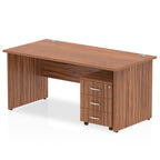 Bundle wood-effect office desk with a mobile 3-drawer pedestal on a white background