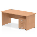Bundle wood-effect office desk with a mobile 3-drawer pedestal on a white background