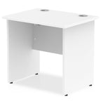Panel end white desk with a white background