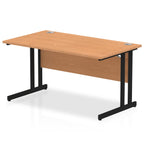 Office desk with wood-effect top and metal frame on a white background