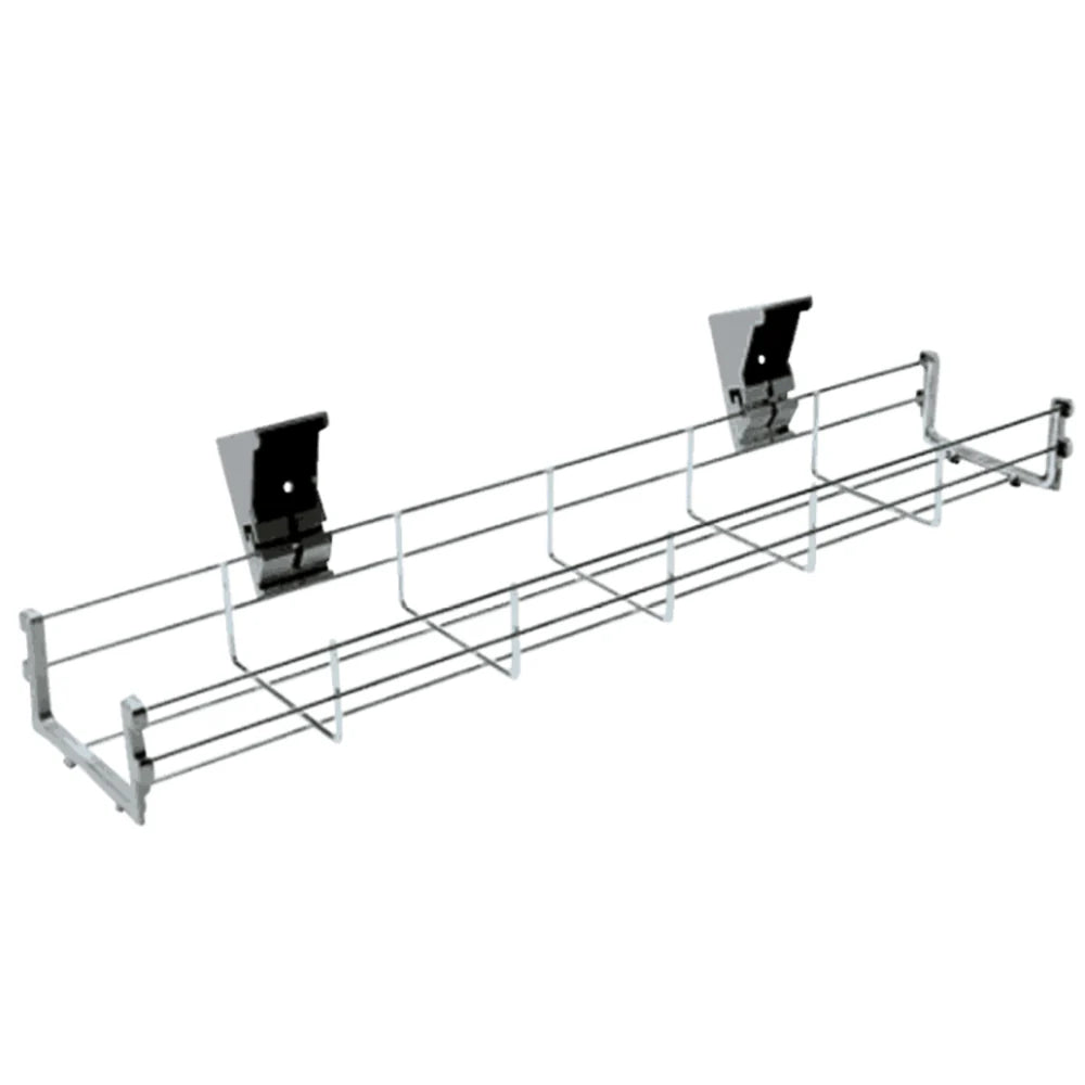 Metal wire basket with clips on a white background