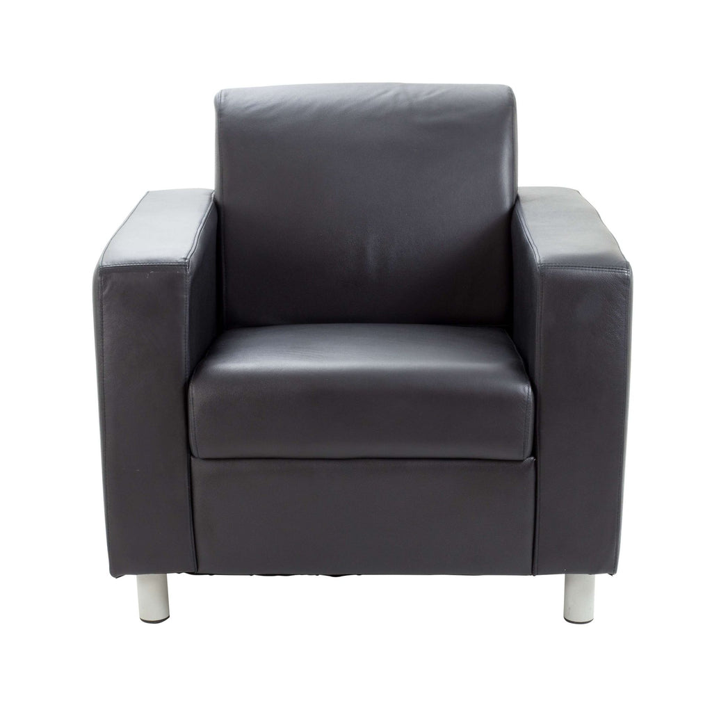 Black leather armchair on a white background