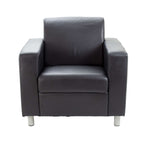 Black leather armchair on a white background