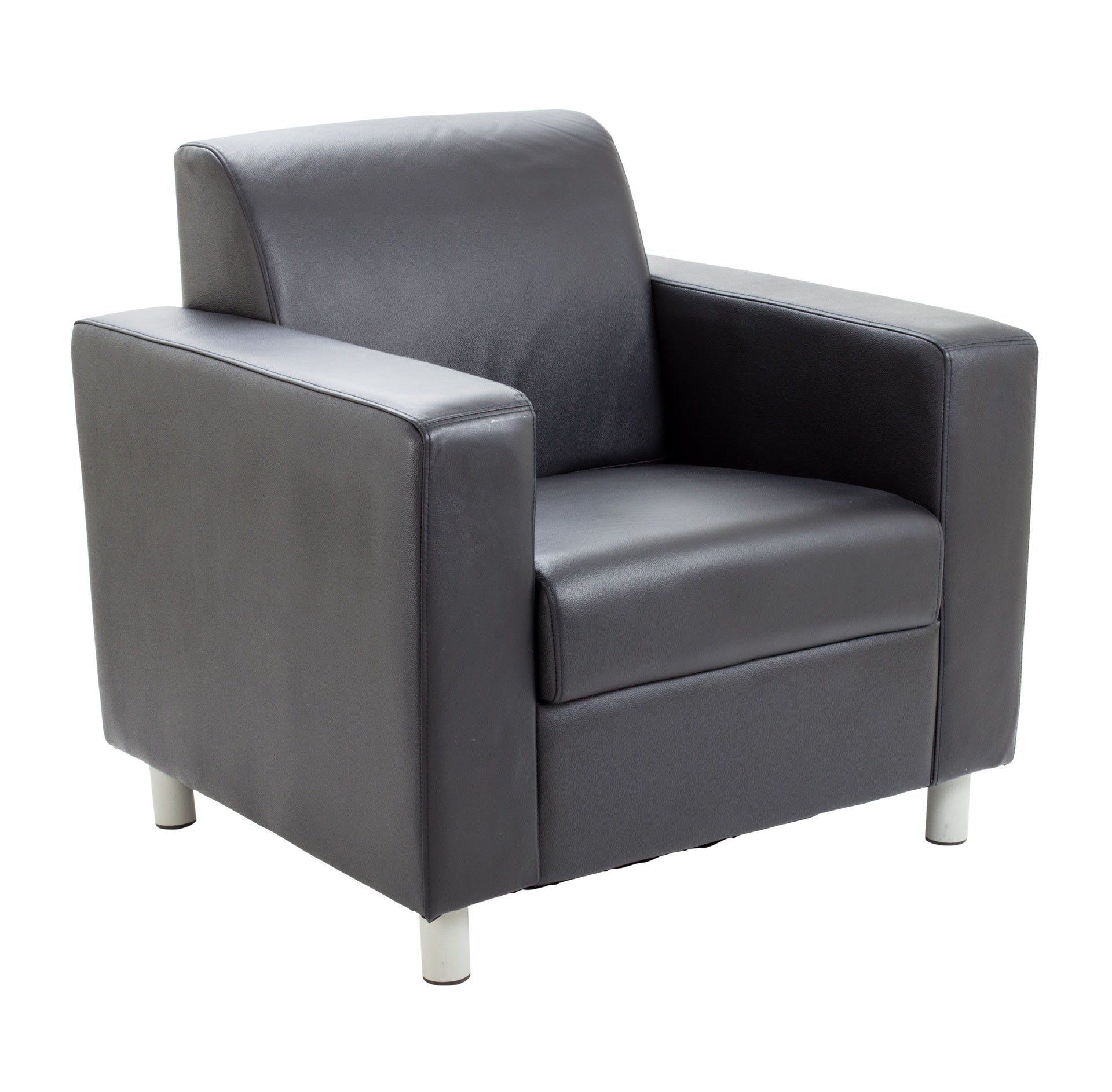 Black leather armchair on a white background