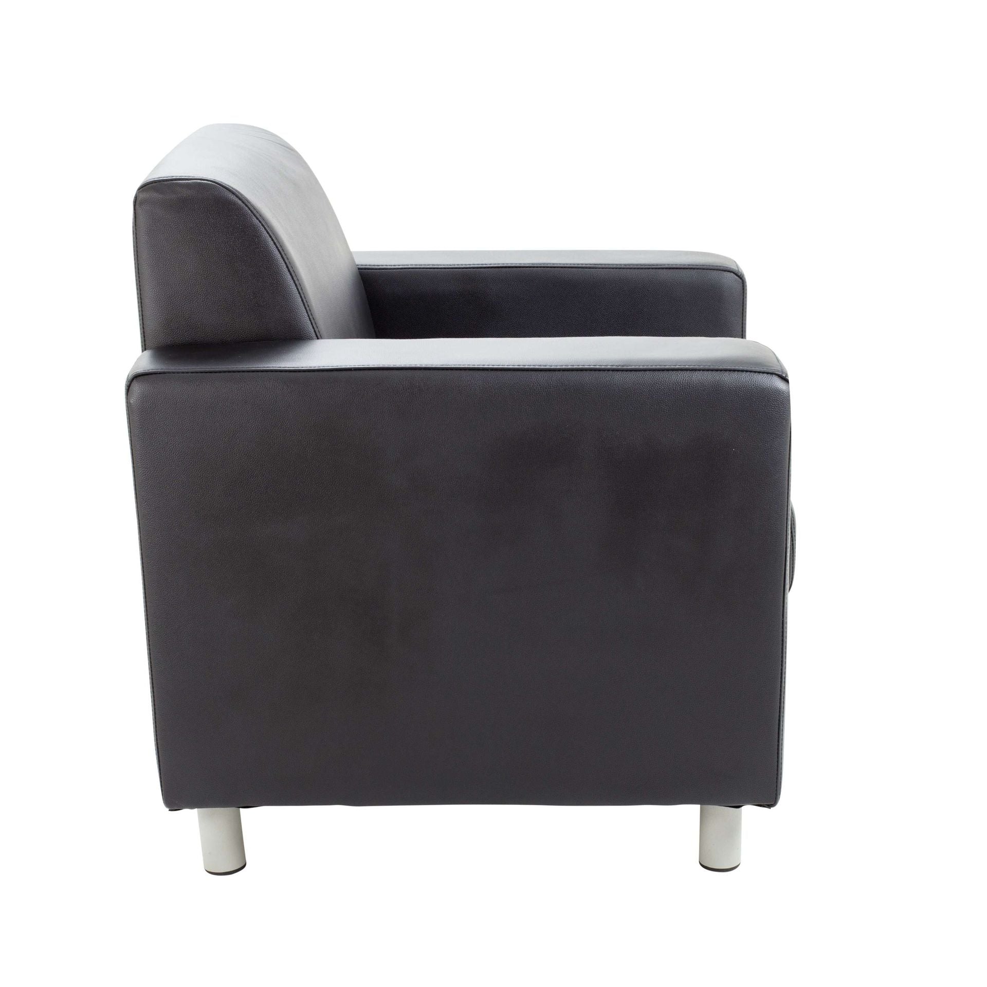 Black leather armchair on a white background