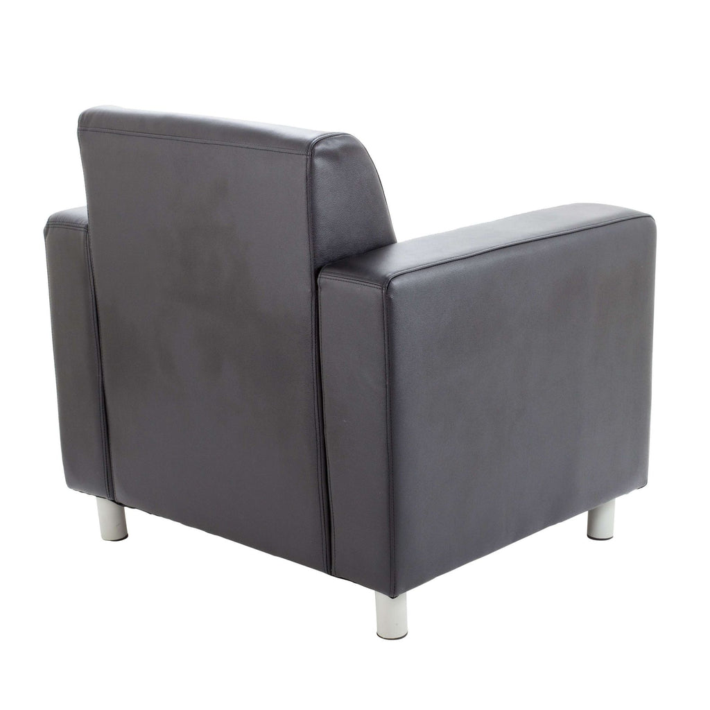 Black leather armchair on a white background