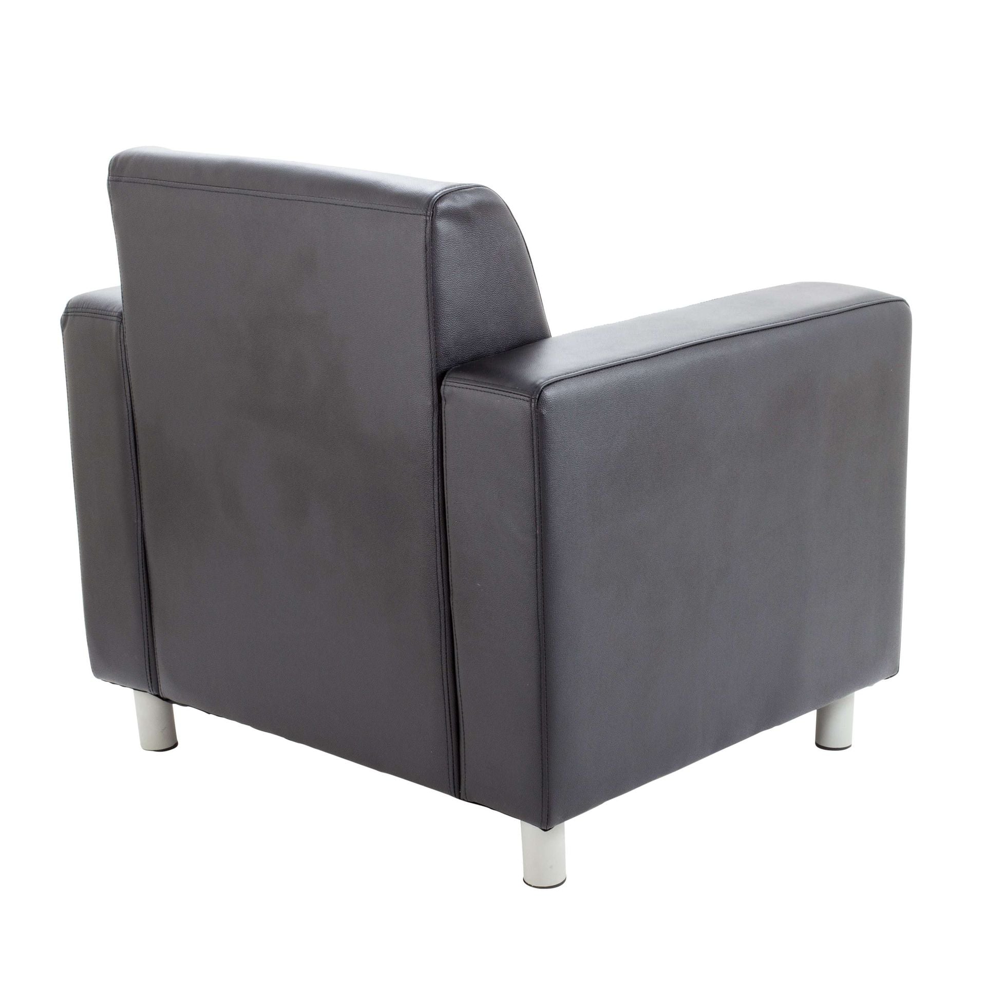 Black leather armchair on a white background
