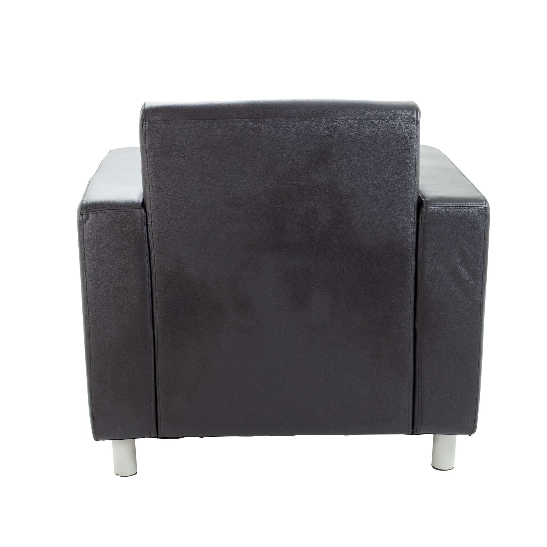 Black leather armchair on a white background