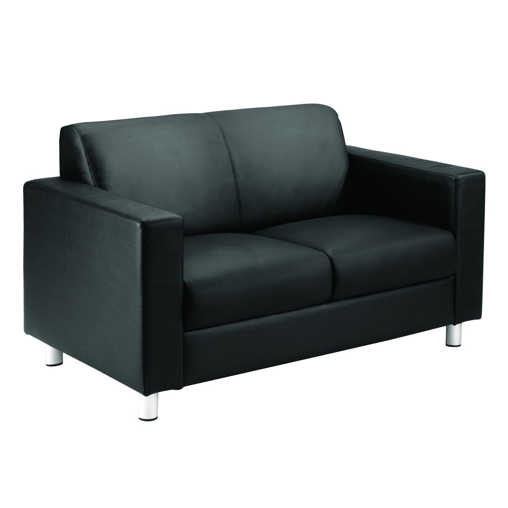 Black leather sofa on a white background