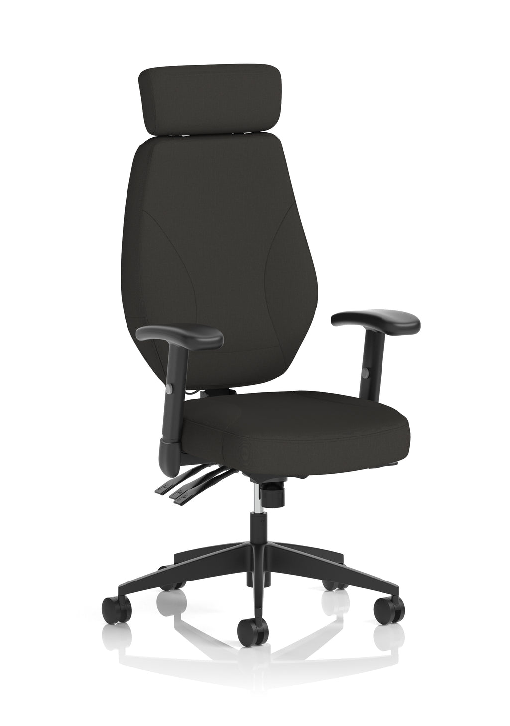 Nexus High Back Black Fabric Ergonomic Chair with Arms and Headrest ...