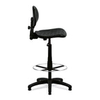 Black adjustable polyurethane draughtsman chair on a white background
