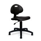 Black polyurethane office chair on a white background