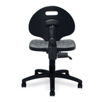 Black polyurethane office chair on a white background