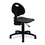Black polyurethane office chair on a white background