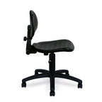 Black polyurethane office chair on a white background