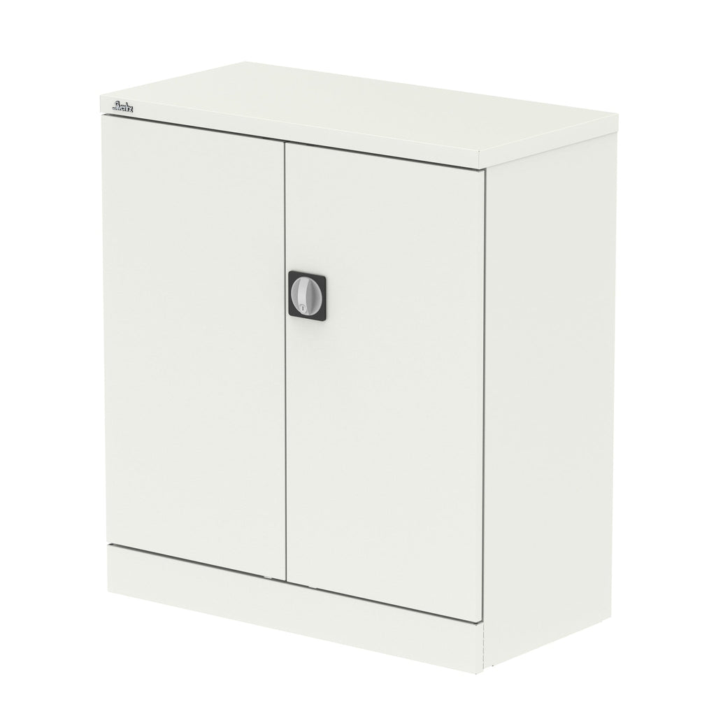 White storage cabinet with a door on a white background