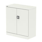 White storage cabinet with a door on a white background