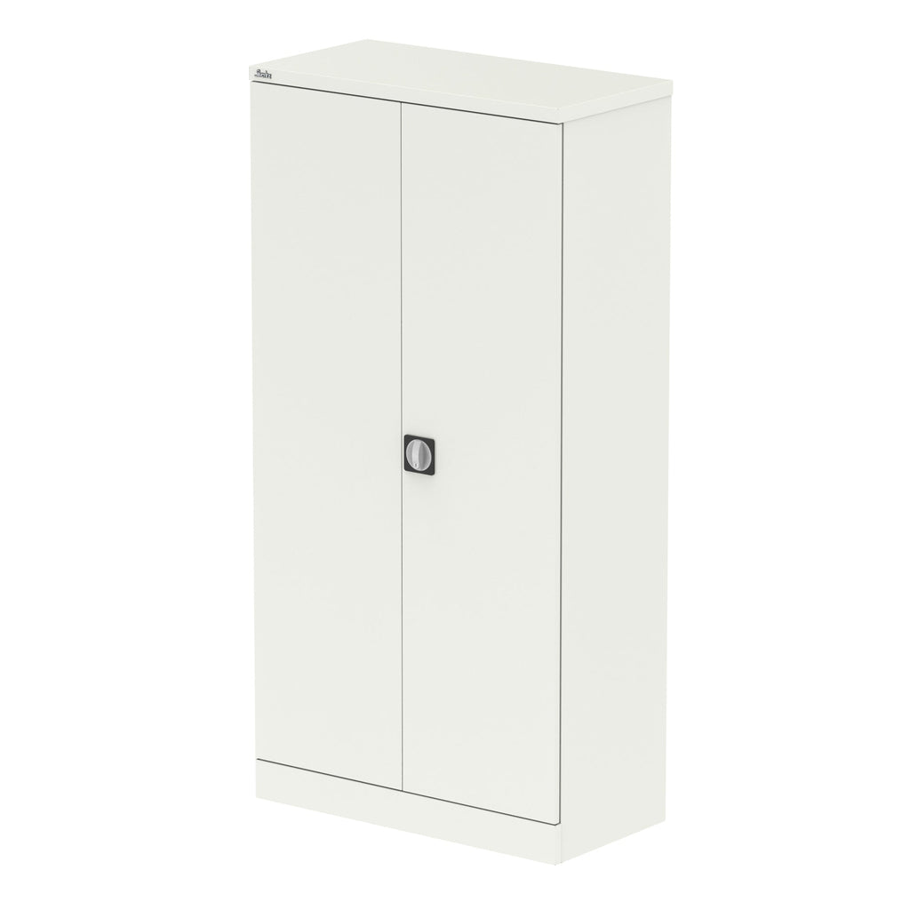 White storage cabinet with a door on a white background