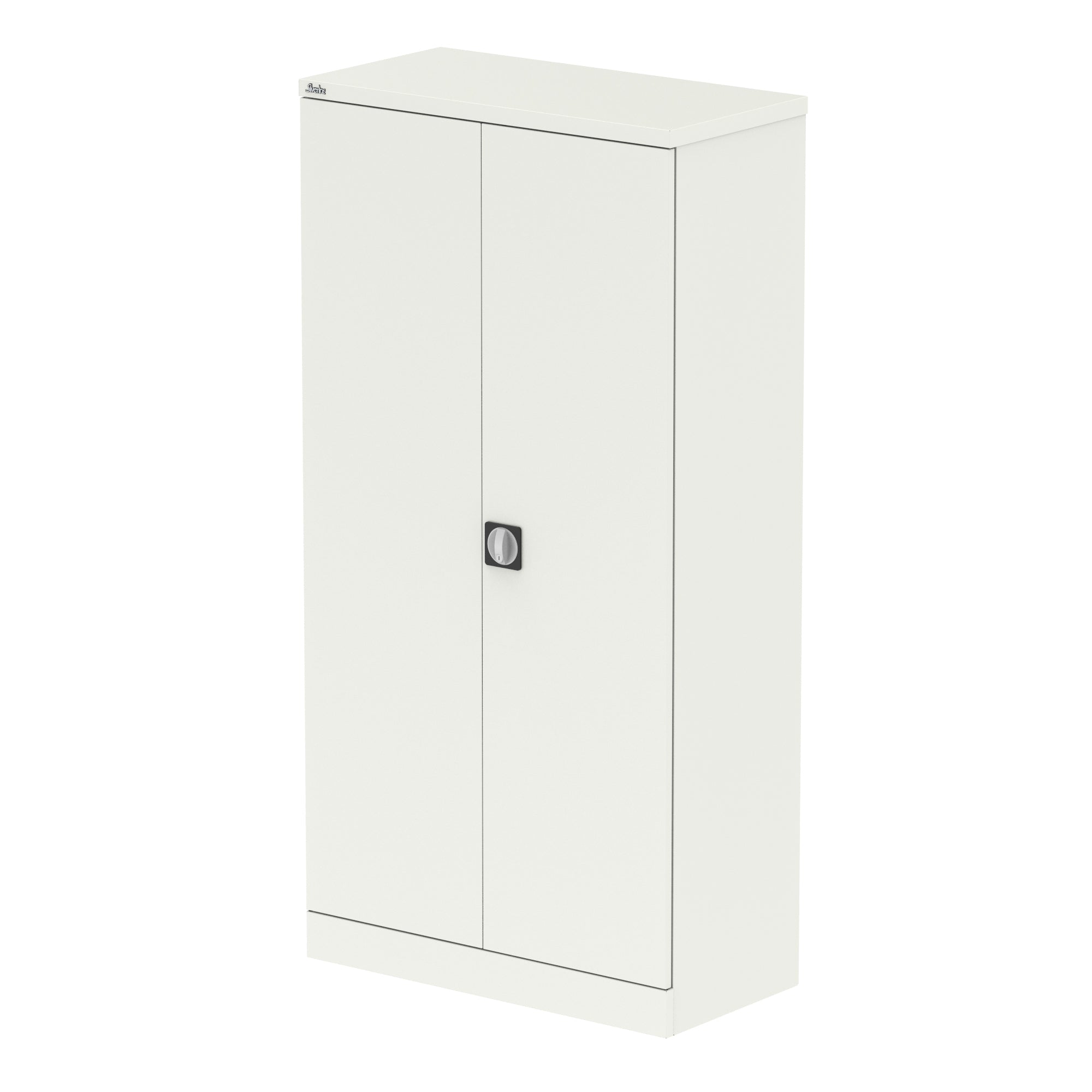 White storage cabinet with a door on a white background