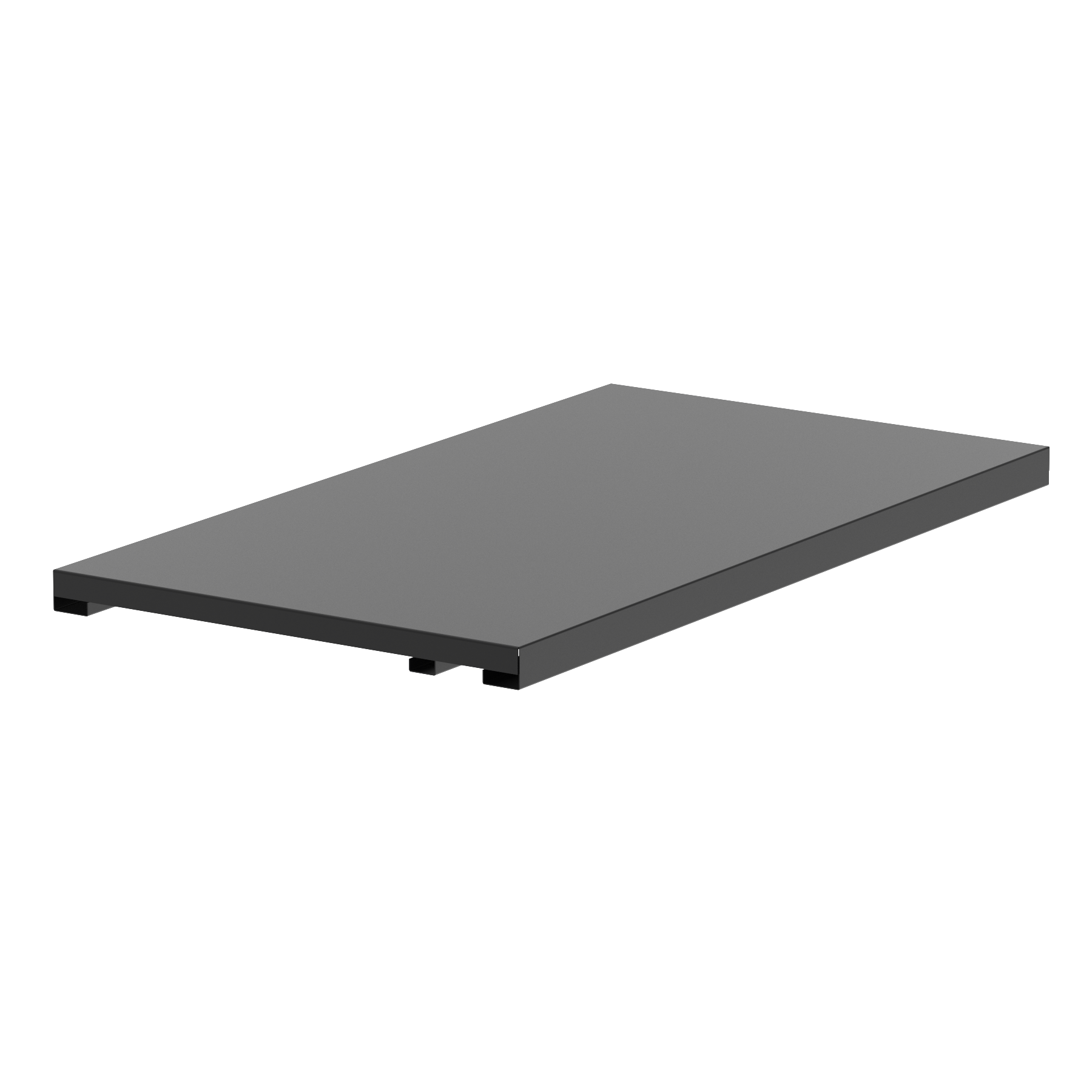 Rectangular black shelf on a white background