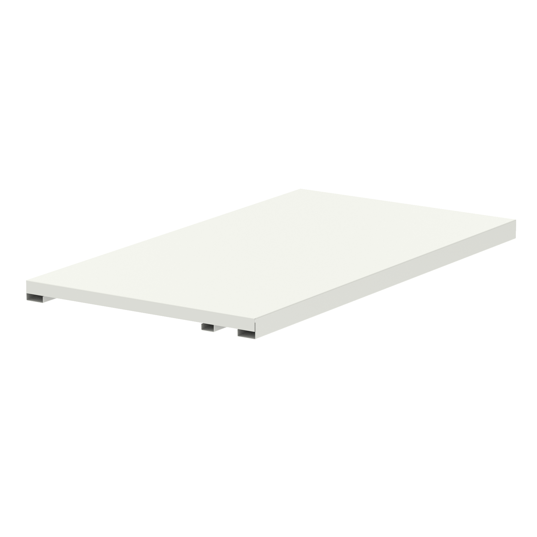 Rectangular white shelf on a white background