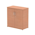 Wood-effect cabinet with two doors on a white background