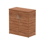 Wood-effect cabinet with two doors on a white background
