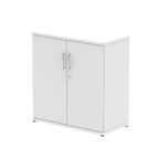 White cabinet with two doors on a white background