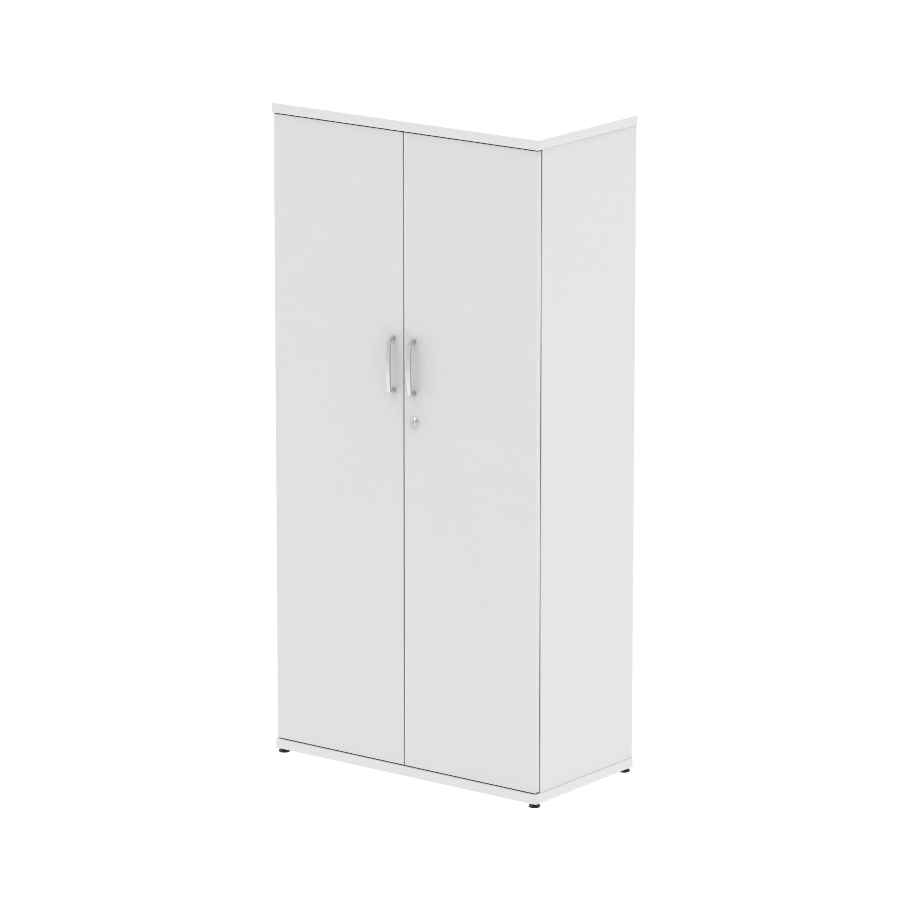 White cabinet with two doors on a white background