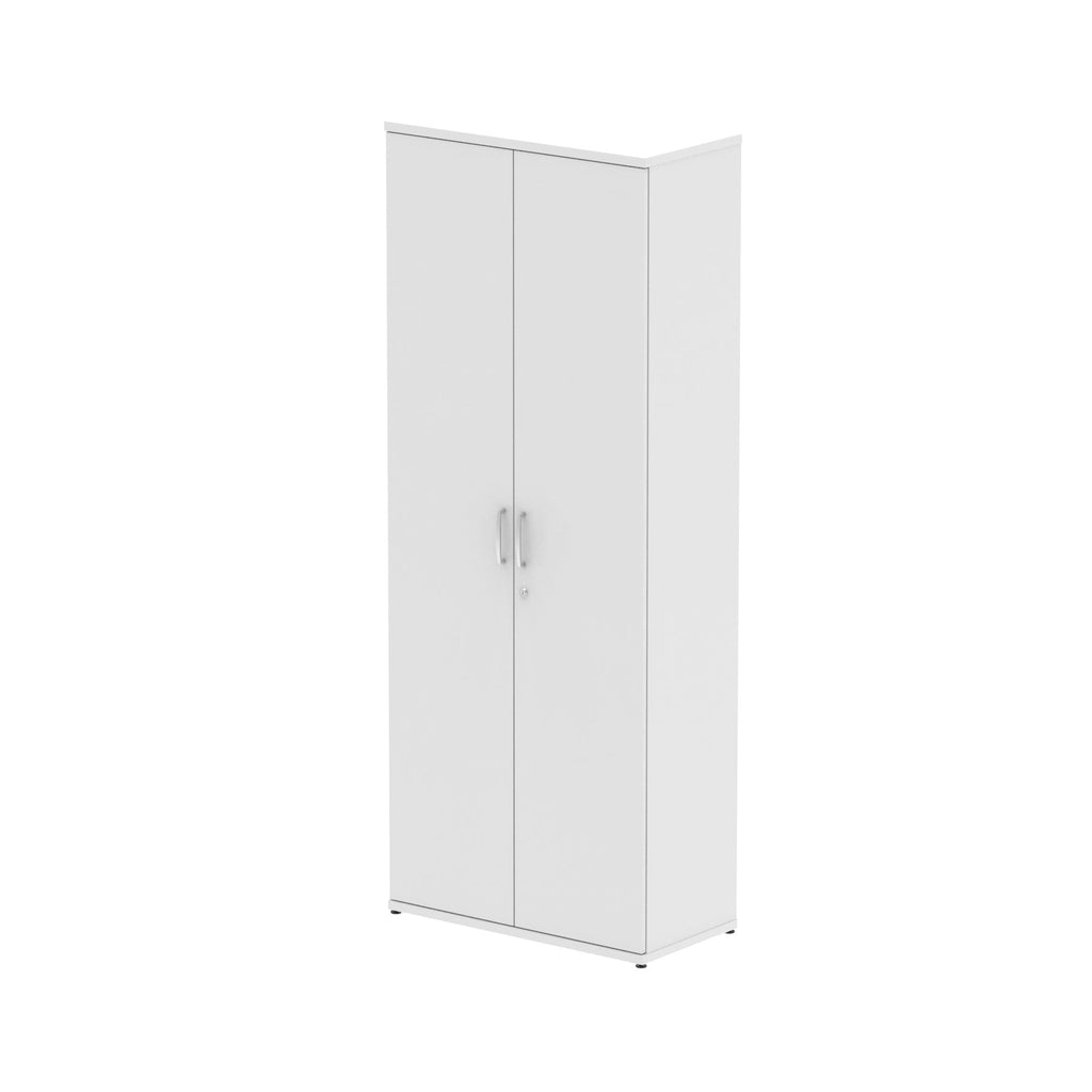 White wardrobe with two doors on a white background