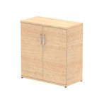 Wood-effect cabinet with two doors on a white background
