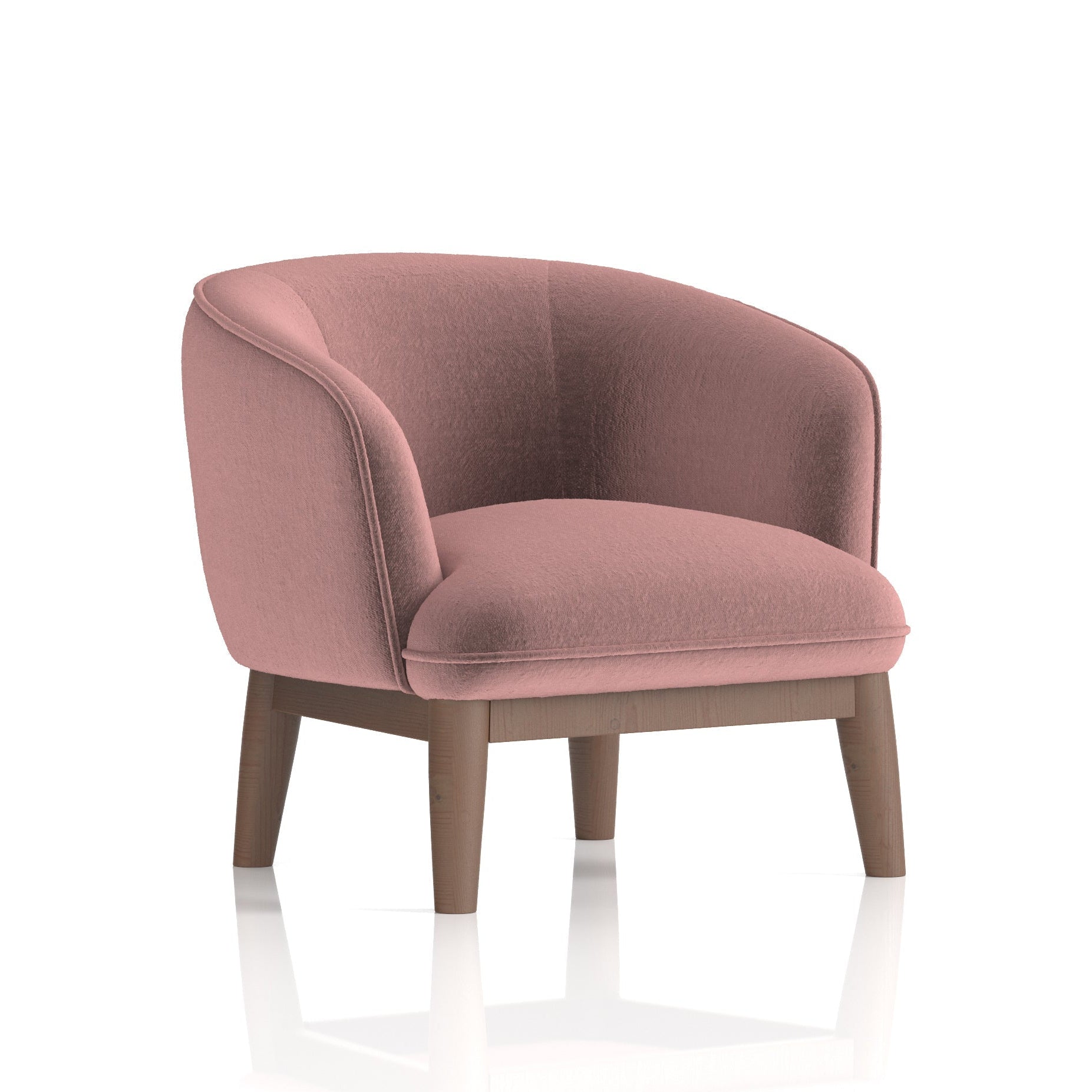 Pink armchair on a white background