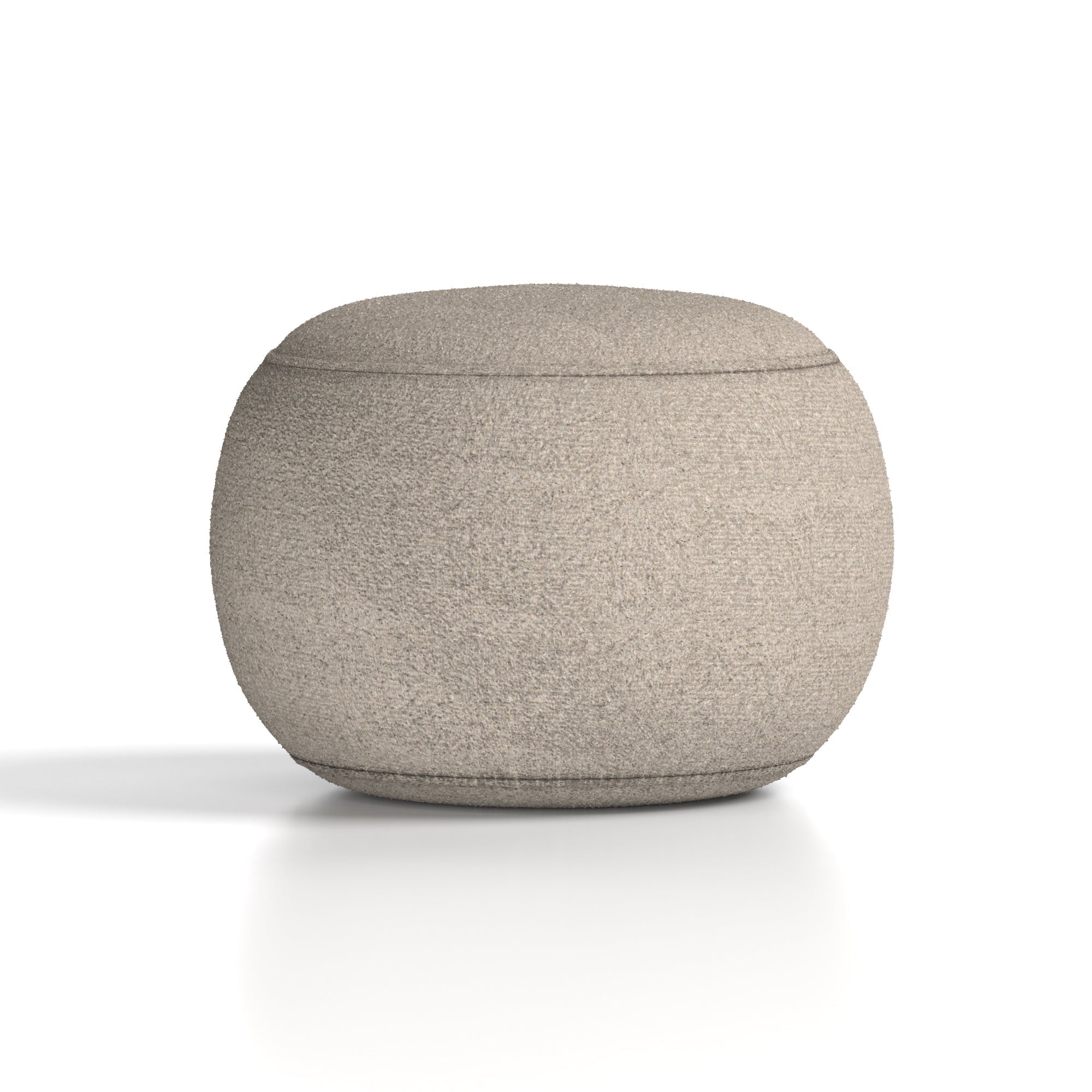 Round beige ottoman on a white background