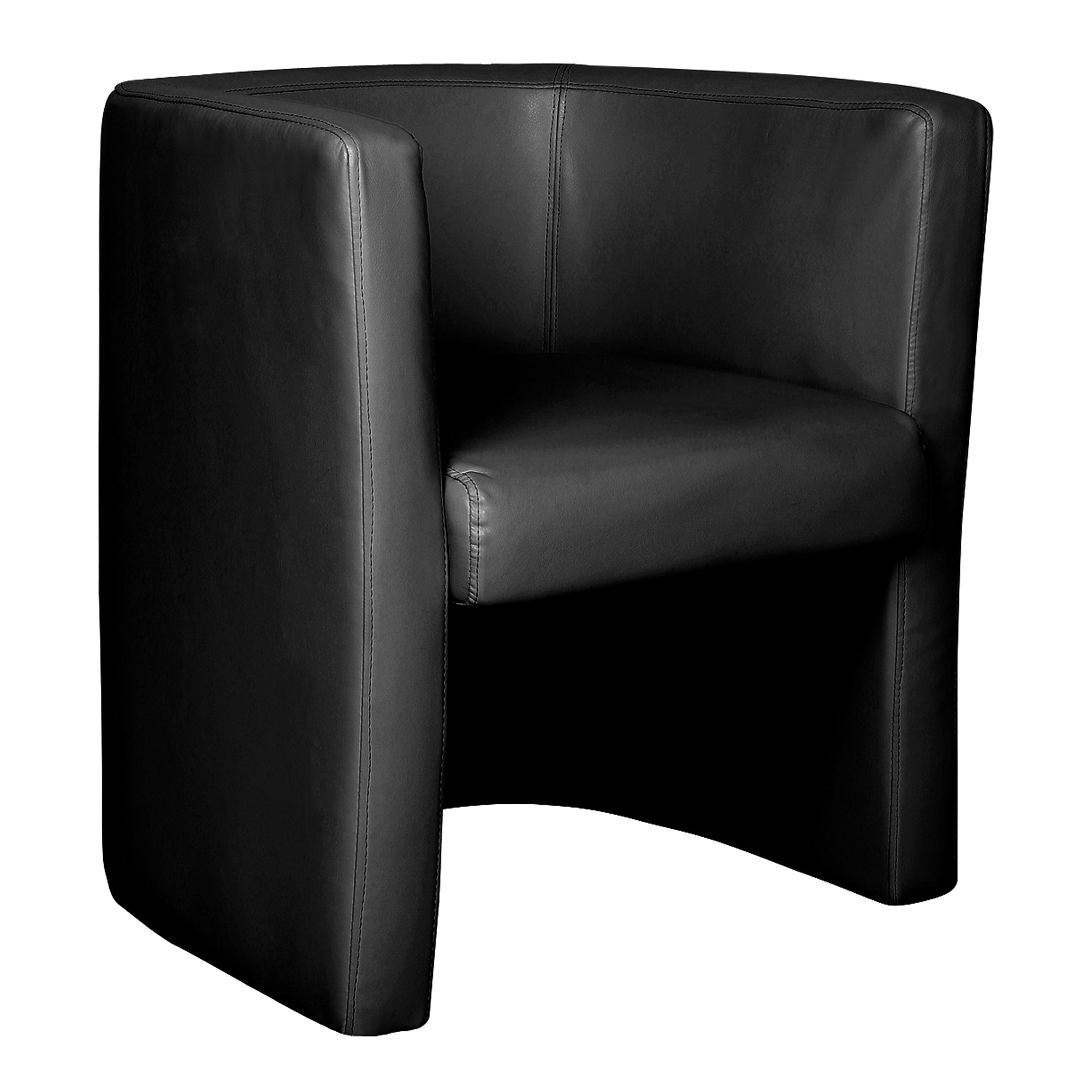 Black leather armchair on a white background