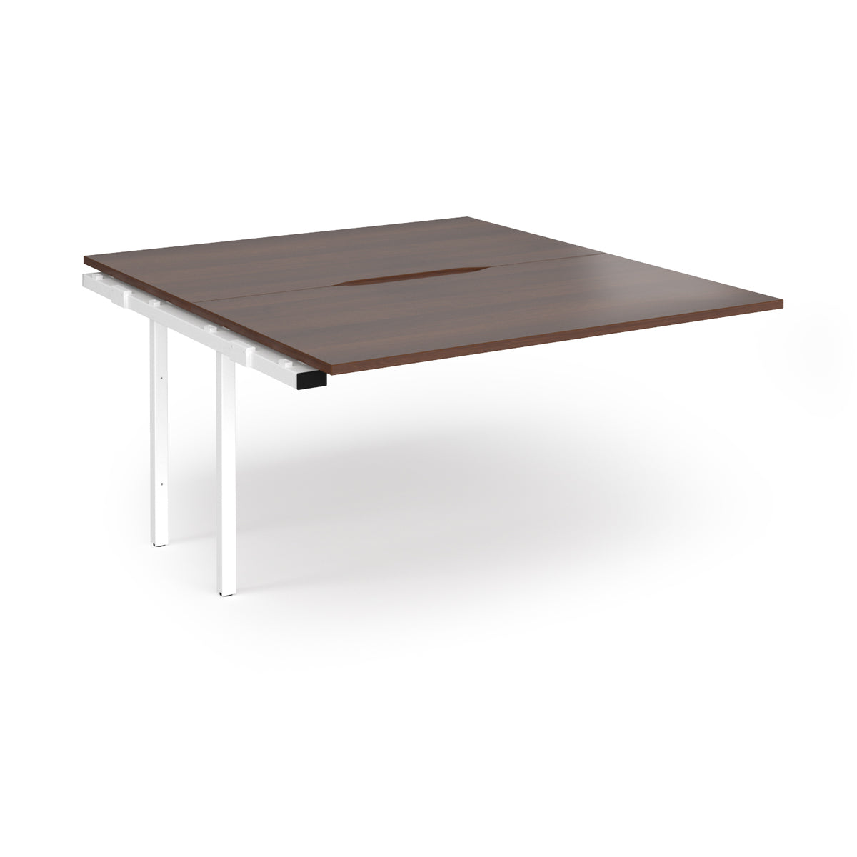Back-to-back desk add on with wood-effect top and white frame on a white background