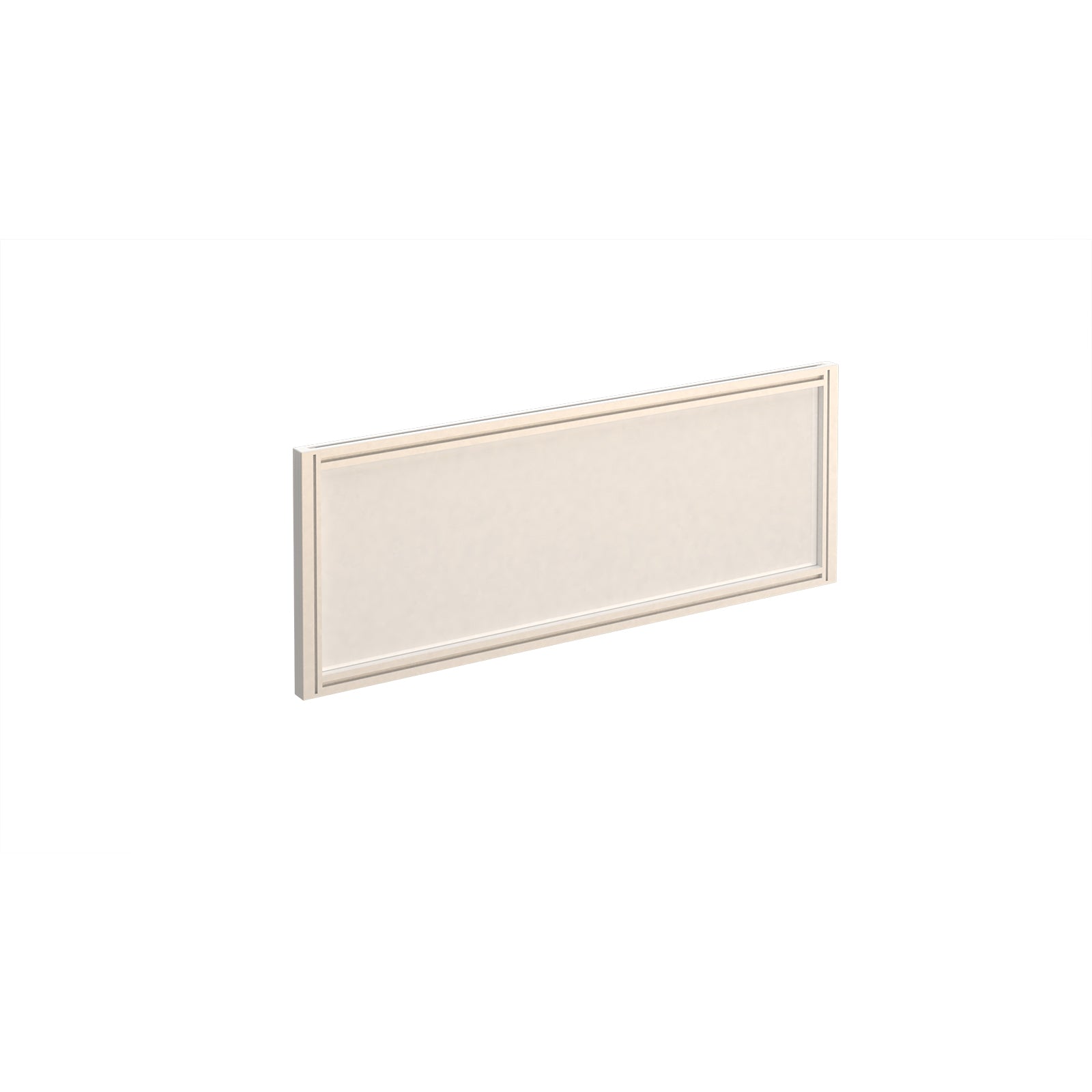 Rectangular white desk screen with frame on a white background