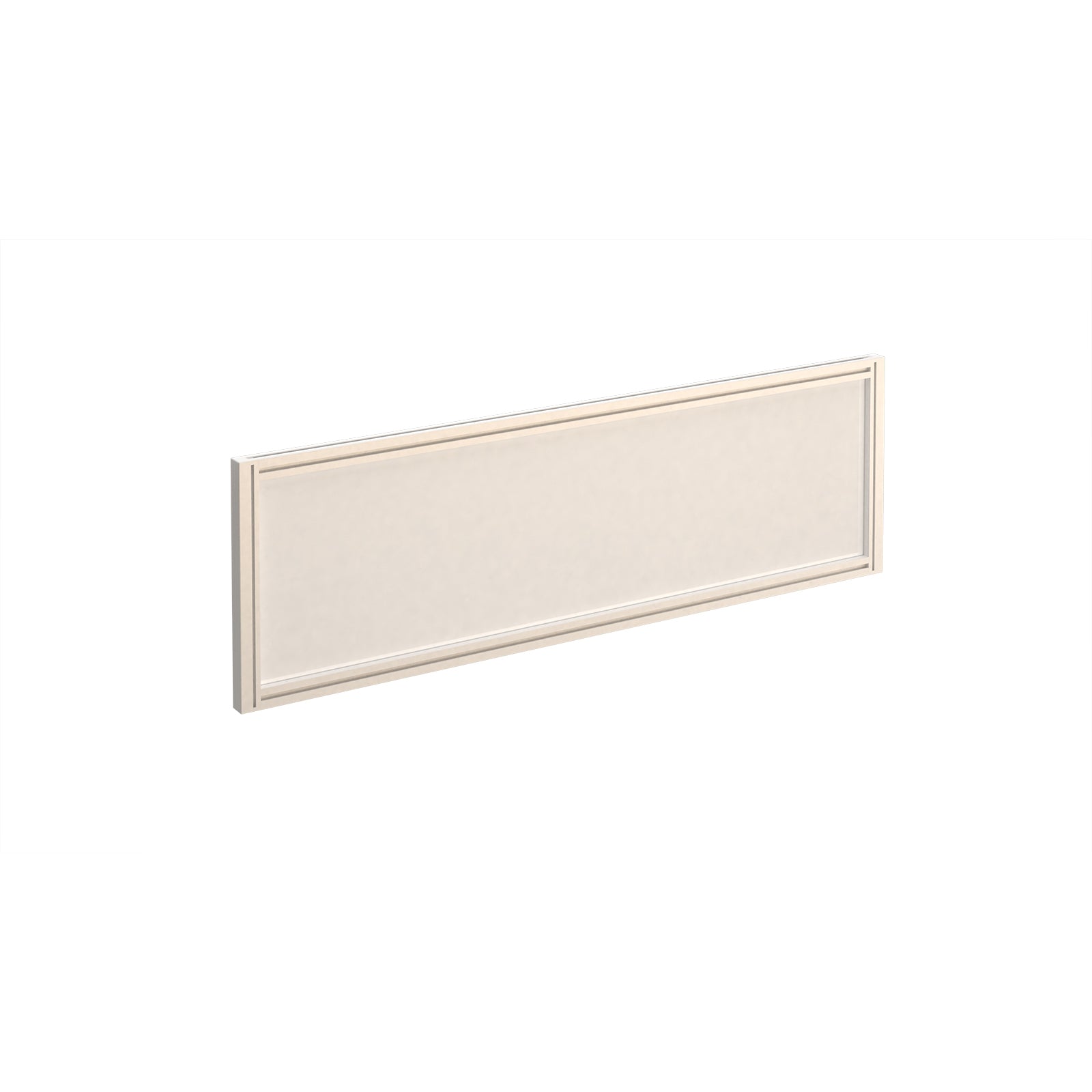 Rectangular white desk screen with frame on a white background