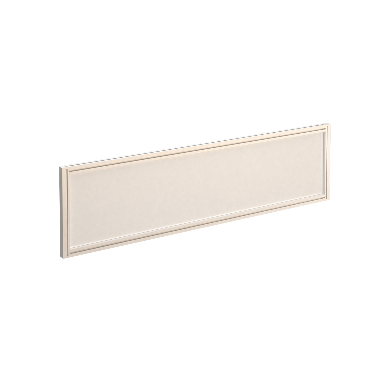 Rectangular white desk screen with frame on a white background