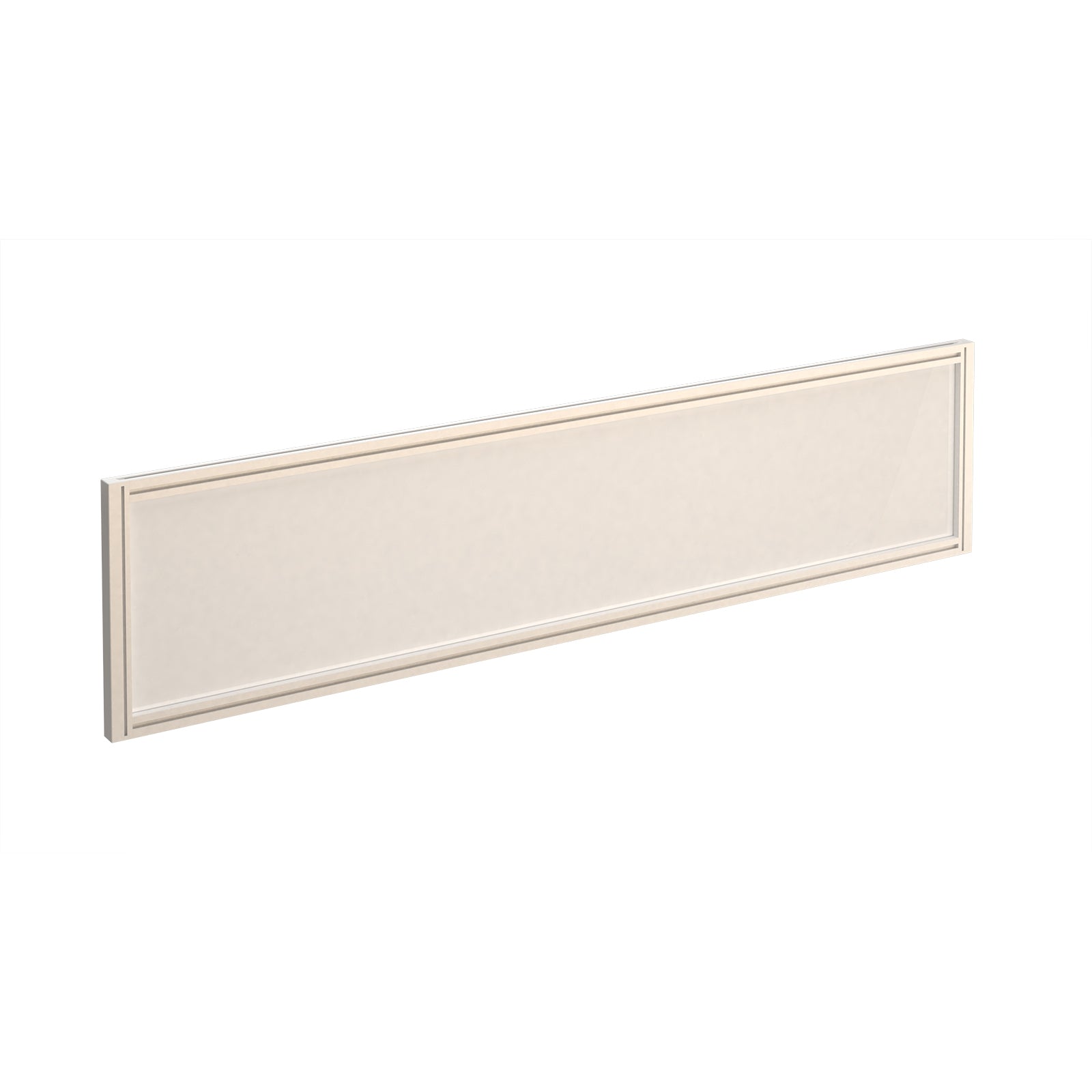 Rectangular white desk screen with frame on a white background