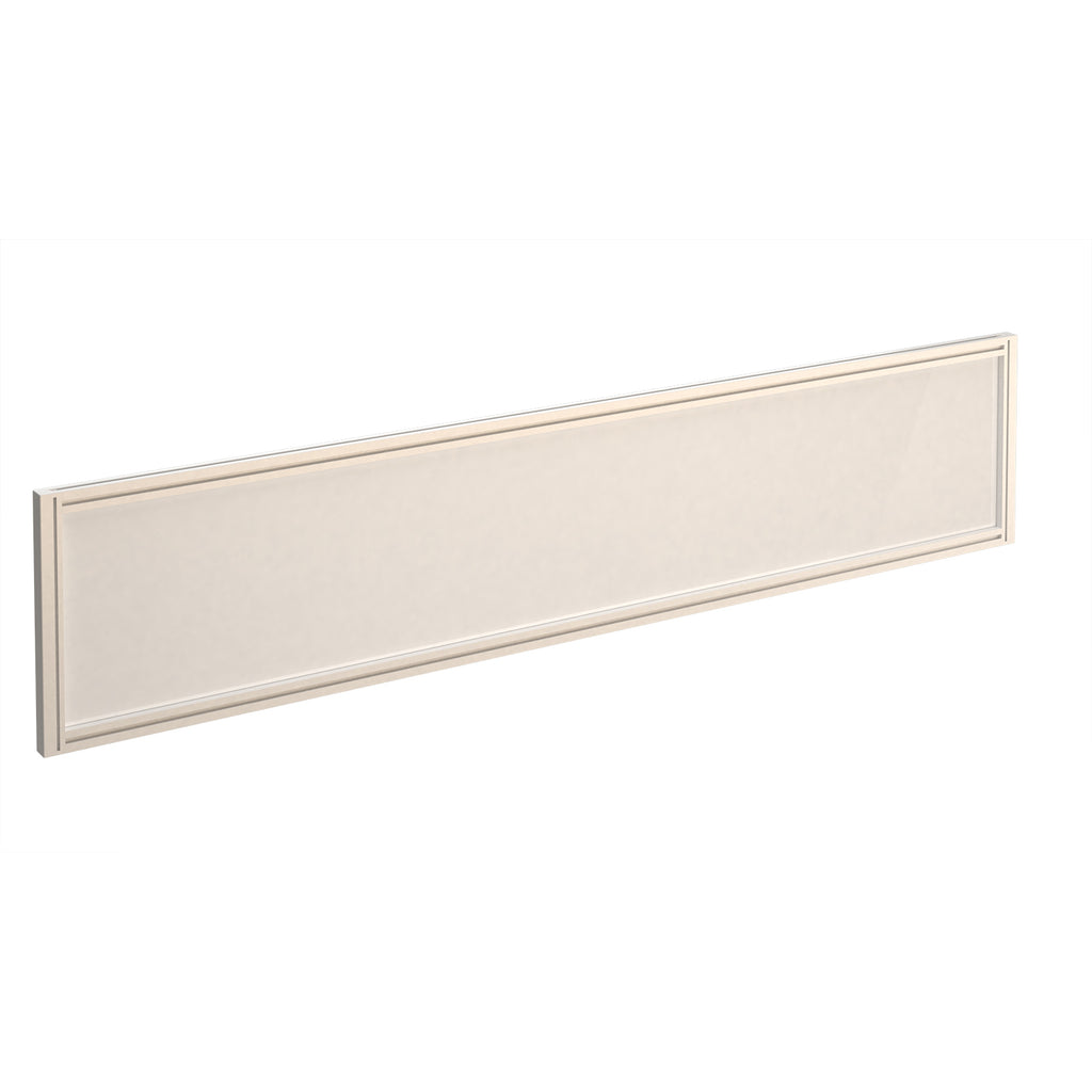 Rectangular white desk screen with  frame on a white background