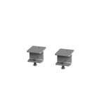 Two silver metal mounting brackets with adjustable screws, shown side by side on a plain white background.