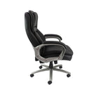 Black office chair with silver base on a white background