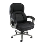 Black office chair with silver base on a white background