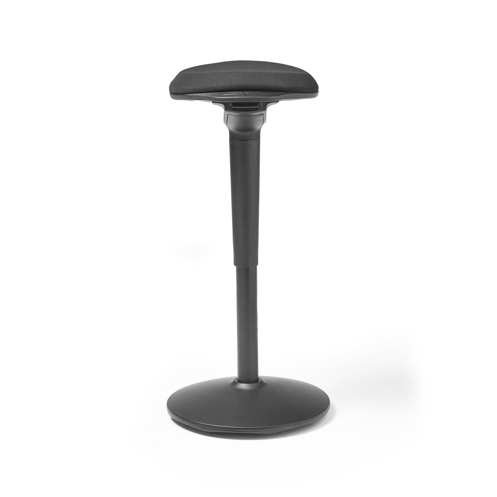 Black height adjustable stool on a white background