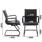 Black office chair with dimensions labeled on a white background