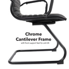 Black office chair with chrome cantilever frame on a white background