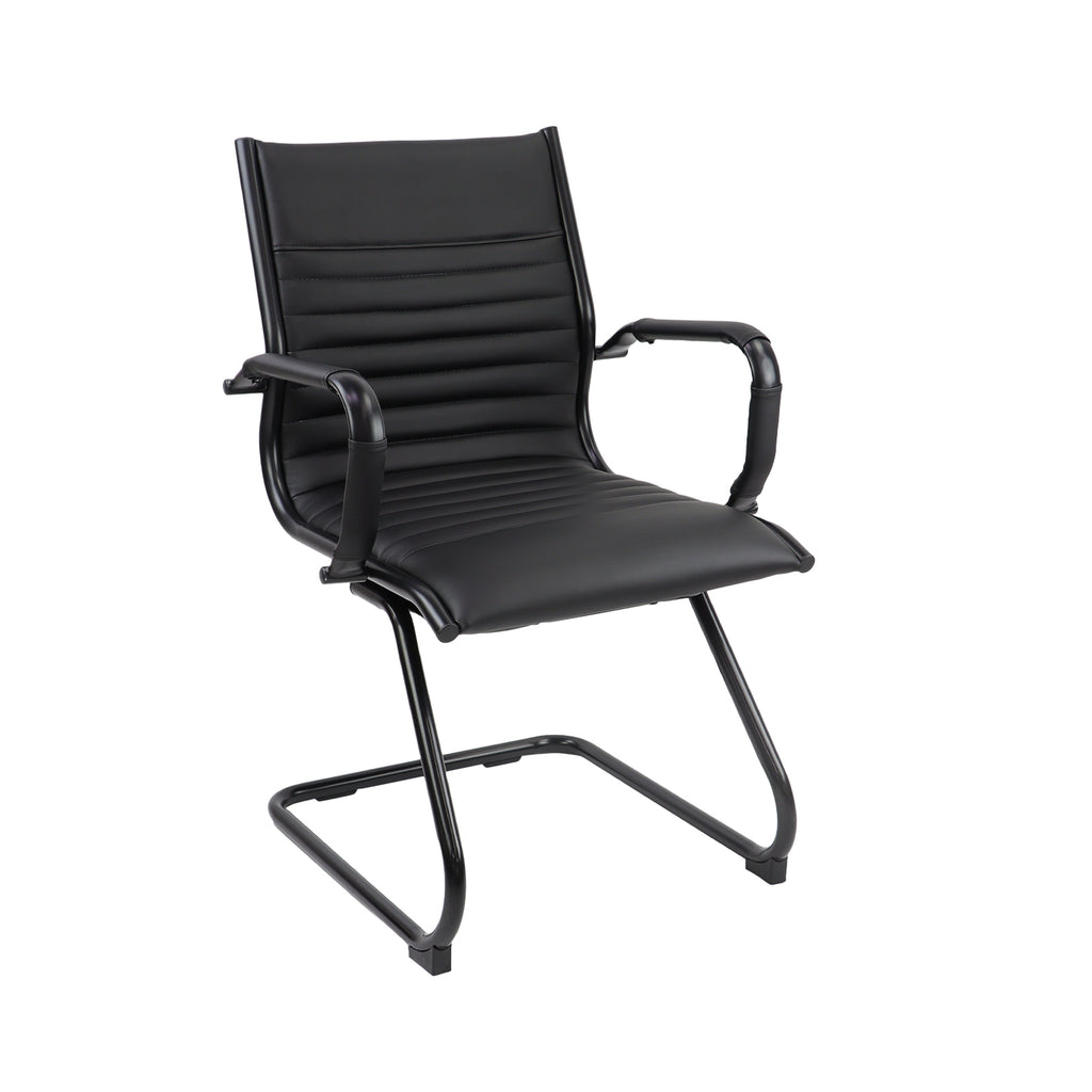 Black office chair with armrests on a white background