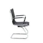 Black office chair with chrome frame on a white background