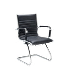 Black office chair with chrome frame on a white background