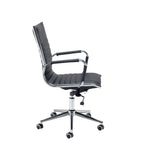 Black office chair with chrome base on a white background